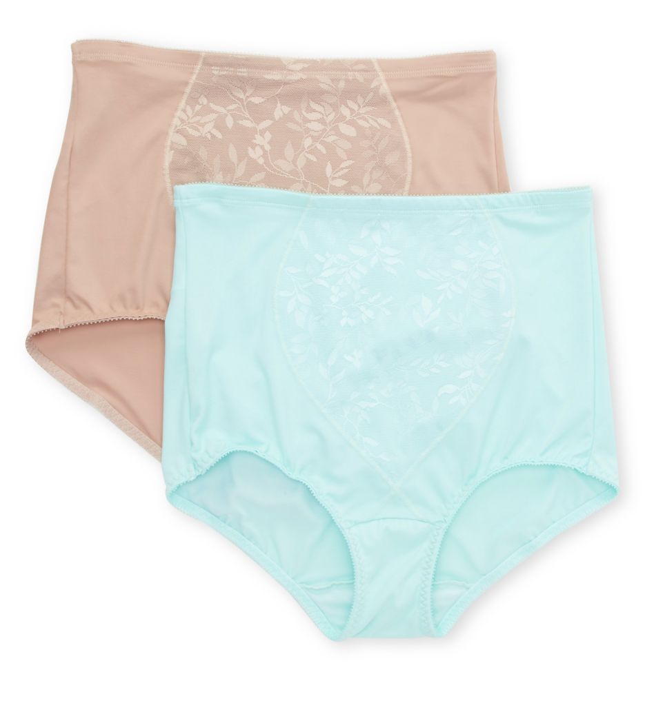 Bali Jacquard Tummy Panel Shaping Brief Panty - 2 Pack X710