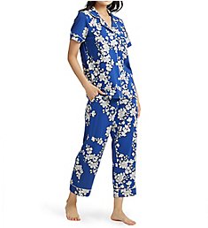 BedHead Pajamas Navy Shadow Blossom Short Sleeve Cropped PJ Set 2721295