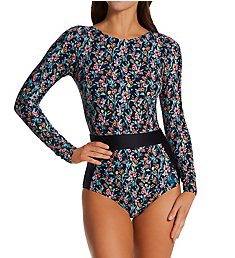 Body Glove Abloom Wave Long Sleeve Paddle One-Piece Swimsuit 582765