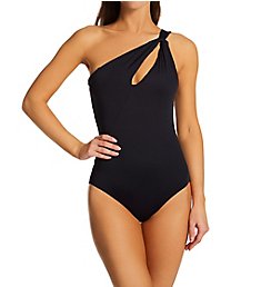Carmen Marc Valvo Twisted Ties One Shoulder One Piece Swimsuit C66265