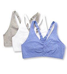 Fruit Of The Loom Shirred Front Racerback Sports Bra - 3 Pack 90011