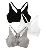 Fruit Of The Loom Shirred Front Racerback Sports Bra - 3 Pack 90011 Fruit Of The Loom Shirred Front Racerback Sports Bra - 3 Pack 90011