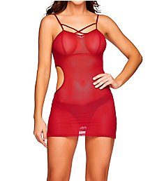Ilusion Mesh Side Cutout Babydoll with Thong 71071021